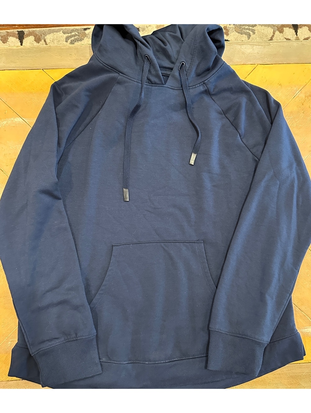 Women’s Medium Navy Blue Pullover Hoodie Modal Blend Kangaroo Pocket